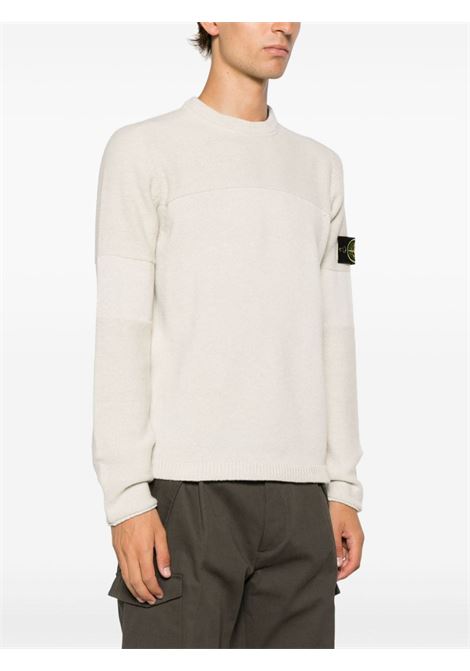 Maglione girocollo in lana beige mandorla STONE ISLAND | 7915524A3V0097